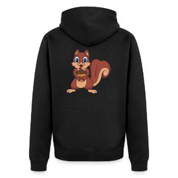 squirrel - Unisex Premium Organic Zip Hoodie - black - Back - Nico (187cm)