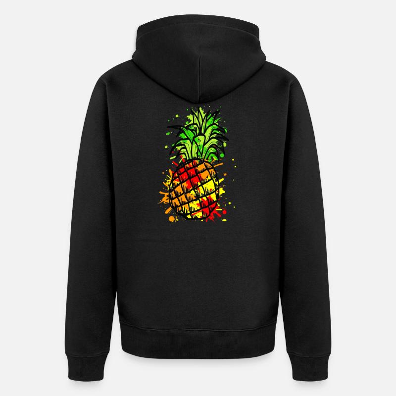 pineapple - Unisex Premium Organic Zip Hoodie - black