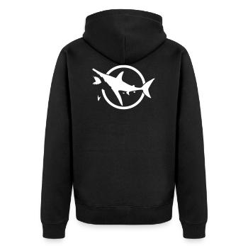 SHARK - Unisex Premium Organic Zip Hoodie - black - Back - Nico (187cm)