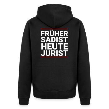 Juristen Shirt - Unisex Premium Bio Zip Hoodie - Schwarz - Hinten - Nico (187cm)