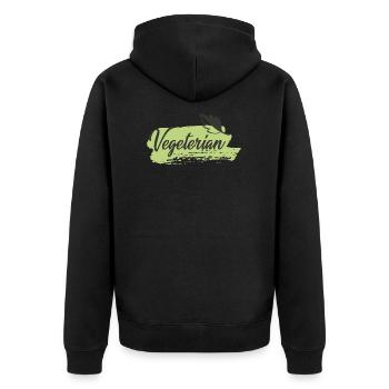 Vegan vegetarian animal welfare gift idea - Unisex Premium Organic Zip Hoodie - black - Back - Nico (187cm)