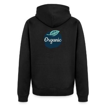 Vegan vegetarian animal welfare gift idea - Unisex Premium Organic Zip Hoodie - black - Back - Nico (187cm)