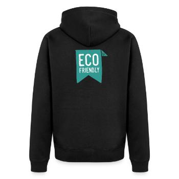 Vegan vegetarian animal welfare gift idea - Unisex Premium Organic Zip Hoodie - black - Back - Nico (187cm)