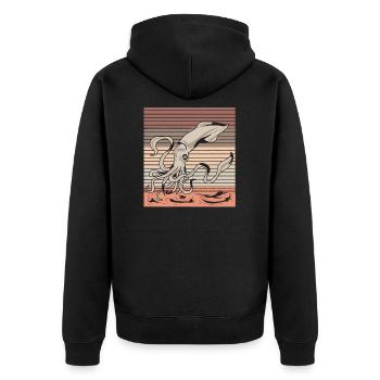 Tintenfisch - Unisex Premium Bio Zip Hoodie - Schwarz - Hinten - Nico (187cm)