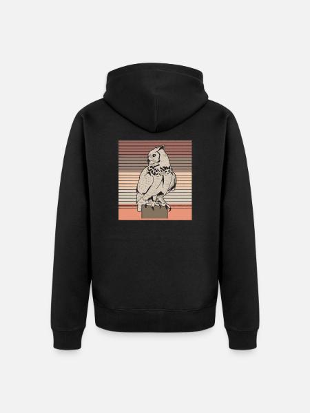 Uhu - Unisex Premium Bio Zip Hoodie - Schwarz