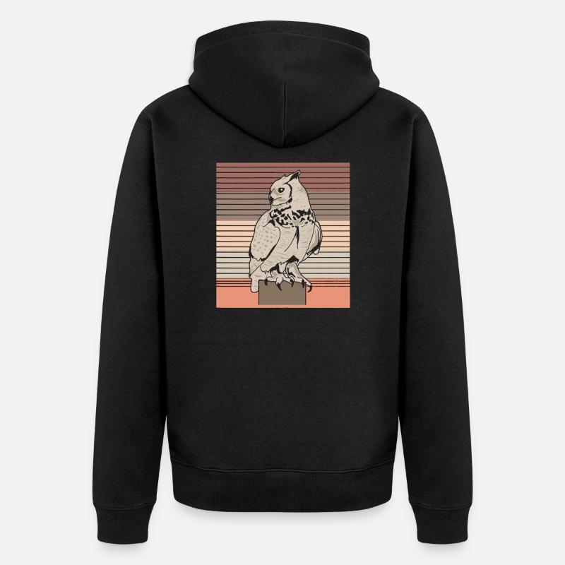Uhu - Unisex Premium Bio Zip Hoodie - Schwarz