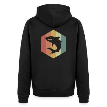 Haifisch Haie Meerstier Meeresleben - Unisex Premium Bio Zip Hoodie - Schwarz - Hinten - Nico (187cm)