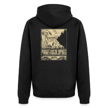 Parasaurolophus Saurier Dinosaruier Herbivore - Unisex Premium Bio Zip Hoodie - Schwarz - Hinten - Nico (187cm)