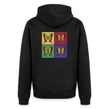 Schmetterlinge Pop-Art - Unisex Premium Bio Zip Hoodie - Schwarz - Hinten - Nico (187cm)