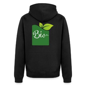 bio - Unisex Premium Bio Zip Hoodie - Schwarz - Hinten - Nico (187cm)