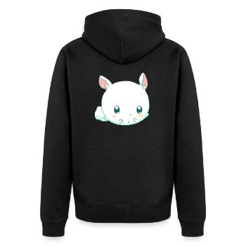 Hase Kawaii - Unisex Premium Bio Zip Hoodie - Schwarz - Hinten - Nico (187cm)