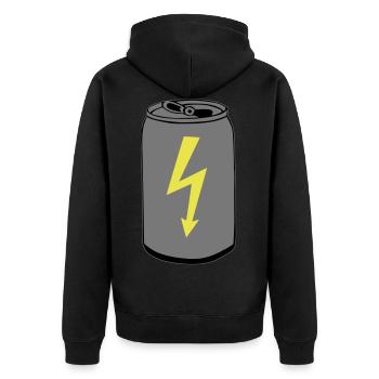 Energy Drink Dose - Unisex Premium Bio Zip Hoodie - Schwarz - Hinten - Nico (187cm)