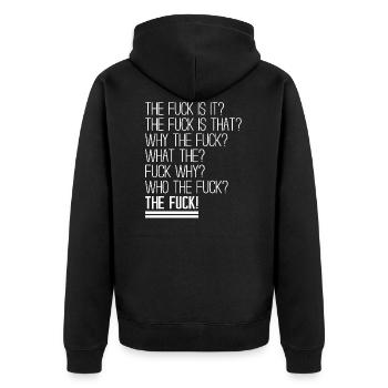 Fuck - Unisex Premium Bio Zip Hoodie - Schwarz - Hinten - Nico (187cm)