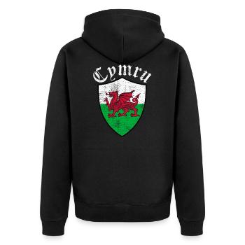 Wales Wales Wales - Unisex Premium Bio Zip Hoodie - Schwarz - Hinten - Nico (187cm)