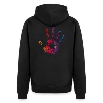 Ornements de cadeaux colorés main empreinte de main cool - Veste à capuche bio Premium Unisexe - noir - Dos - Nico (187cm)