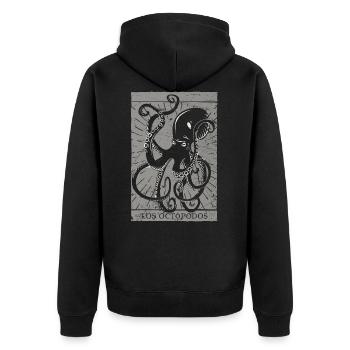 Vintage Kraken Tarot Card - Octopus Devil 666 - Unisex Premium Bio Zip Hoodie - Schwarz - Hinten - Nico (187cm)