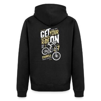 Downhill Bike - Unisex Premium Bio Zip Hoodie - Schwarz - Hinten - Nico (187cm)