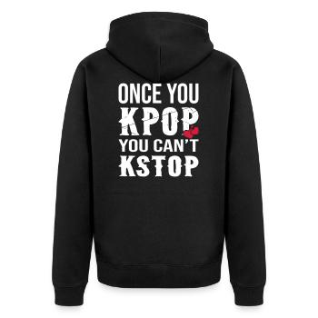 Once You KPOP - Unisex Premium Bio Zip Hoodie - Schwarz - Hinten - Nico (187cm)