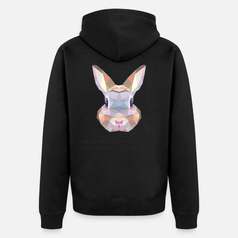 Lapin Polygone - Veste à capuche bio Premium Unisexe - noir