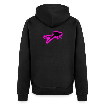 Silhouette  Sport Pink und Schwarz Umriss - Unisex Premium Bio Zip Hoodie - Schwarz - Hinten - Nico (187cm)