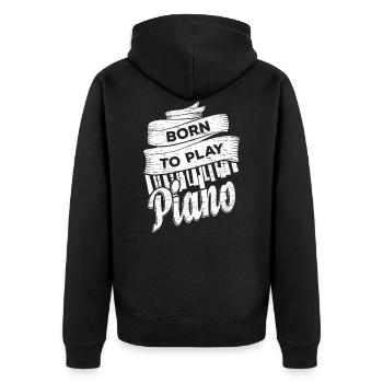 Klavier Pianist - Unisex Premium Bio Zip Hoodie - Schwarz - Hinten - Nico (187cm)