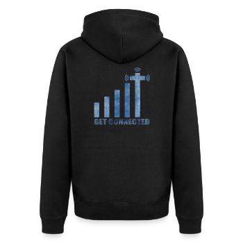 Jesus - Unisex Premium Bio Zip Hoodie - Schwarz - Hinten - Nico (187cm)