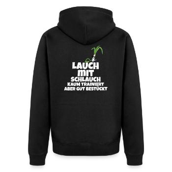 Lauch mit Schlauch Party Pumpen Fitness - Unisex Premium Bio Zip Hoodie - Schwarz - Hinten - Nico (187cm)