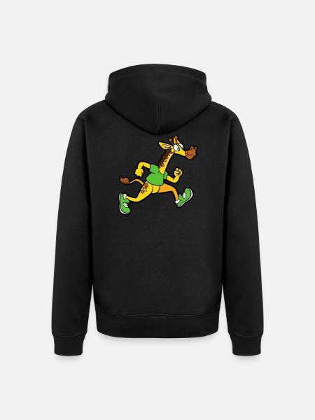 Funny Cute Cool Giraffe Running - Unisex Premium Organic Zip Hoodie - black