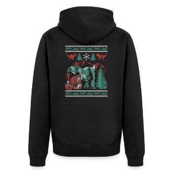 Dinosaurier Weihnachten Fleisch essen Dino Geschenk - Unisex Premium Bio Zip Hoodie - Schwarz - Hinten - Nico (187cm)