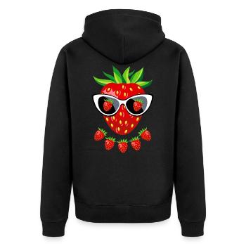 22 Süße Erdbeere Sonnenbrille - Unisex Premium Bio Zip Hoodie - Schwarz - Hinten - Nico (187cm)