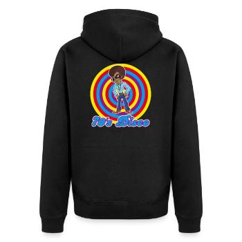 70's Disco - Unisex Premium Bio Zip Hoodie - Schwarz - Hinten - Nico (187cm)