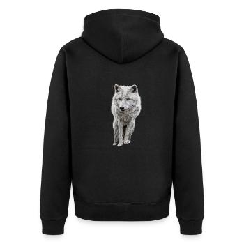 Logo du loup gris - Veste à capuche bio Premium Unisexe - noir - Dos - Nico (187cm)
