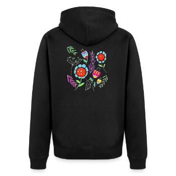 Motif floral scandinave Cadeau Flower Power - Veste à capuche bio Premium Unisexe - noir - Dos - Nico (187cm)