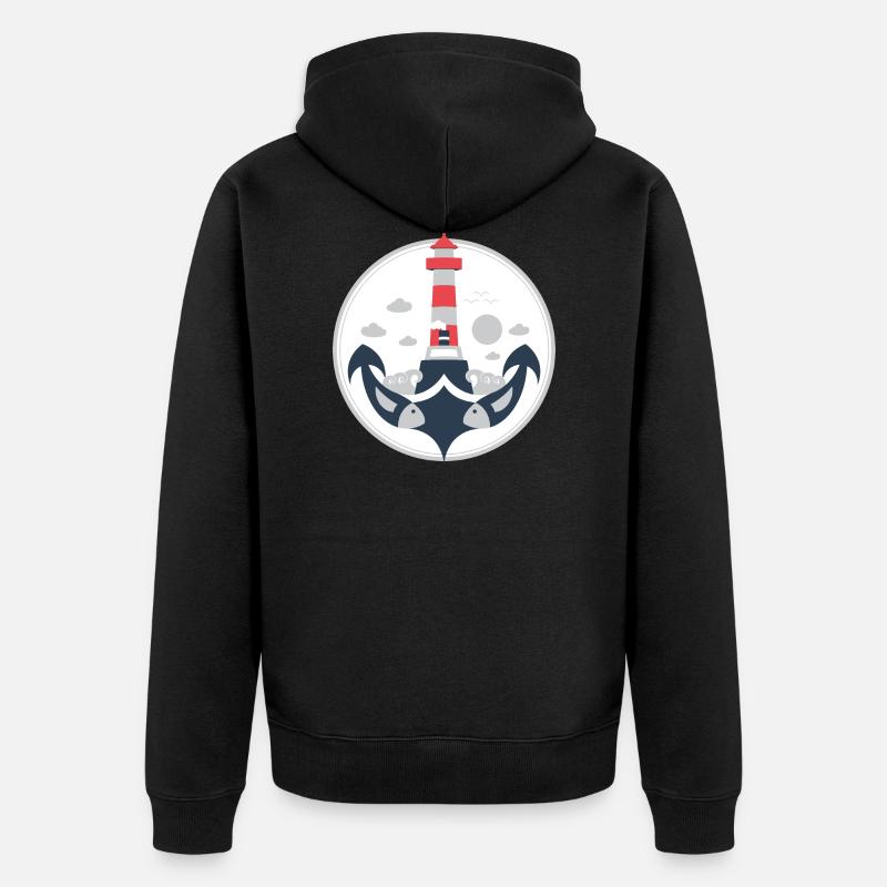 Maritime Illustration eines Ankers - Unisex Premium Bio Zip Hoodie - Schwarz