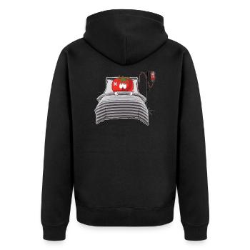 Tomaten im Krankenhaus - Unisex Premium Bio Zip Hoodie - Schwarz - Hinten - Nico (187cm)