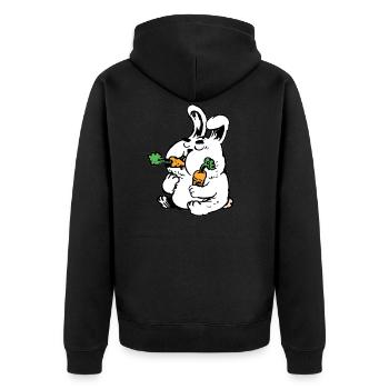 bunny with carrots - Unisex Premium Organic Zip Hoodie - black - Back - Nico (187cm)