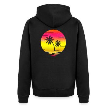 Strand - Unisex Premium Bio Zip Hoodie - Schwarz - Hinten - Nico (187cm)