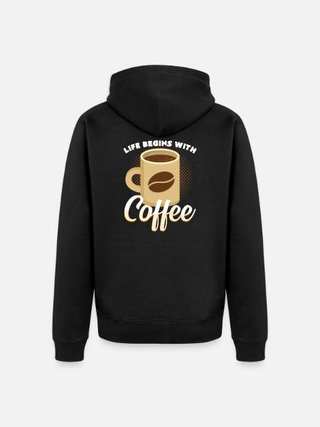 Kaffee - Unisex Premium Bio Zip Hoodie - Schwarz