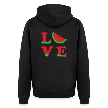 Love Wassermelone Typografie Vegetable Geschenk - Unisex Premium Bio Zip Hoodie - Schwarz - Hinten - Nico (187cm)
