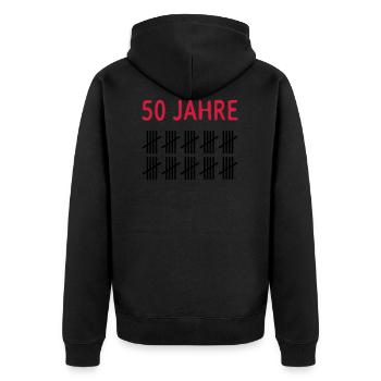 50 ans - Veste à capuche bio Premium Unisexe - noir - Dos - Nico (187cm)
