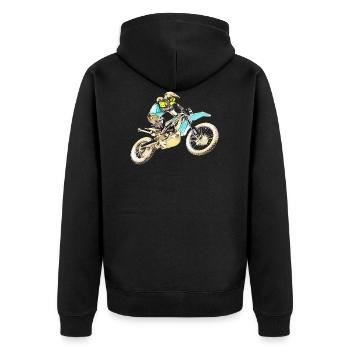 Motocross - Unisex Premium Bio Zip Hoodie - Schwarz - Hinten - Nico (187cm)