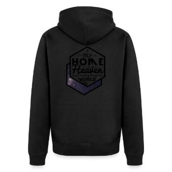 Glaube - Unisex Premium Bio Zip Hoodie - Schwarz - Hinten - Nico (187cm)