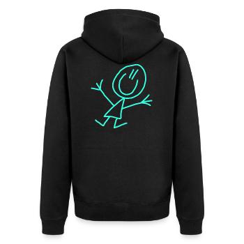 Stick figure Strichmännle - Unisex Premium Organic Zip Hoodie - black - Back - Nico (187cm)