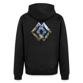 Raute Berchtesgaden Hintersee Inseln - Unisex Premium Bio Zip Hoodie - Schwarz - Hinten - Nico (187cm)