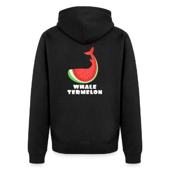 watermelon - Unisex Premium Organic Zip Hoodie - black - Back - Nico (187cm)