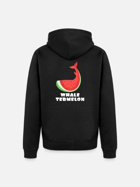 watermelon - Unisex Premium Organic Zip Hoodie - black