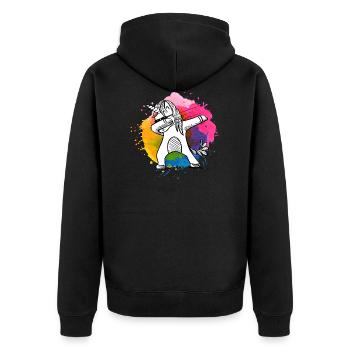 Tamponner licorne, licorne, licornes avec des couleurs - Veste à capuche bio Premium Unisexe - noir - Dos - Nico (187cm)