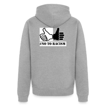 Say No To Racism Gift Gift Idea - Unisex Premium Organic Zip Hoodie - heather grey - Back - Nico (187cm)