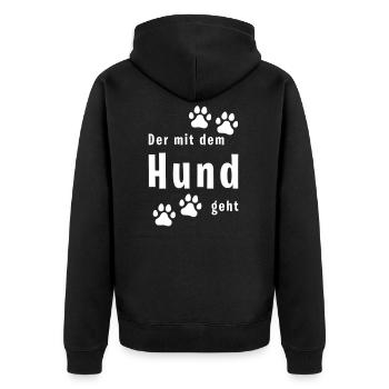 Who goes with the dog - Unisex Premium Organic Zip Hoodie - black - Back - Nico (187cm)