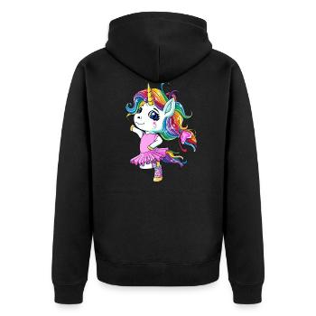 Ballett Einhorn Ballerina - Unisex Premium Bio Zip Hoodie - Schwarz - Hinten - Nico (187cm)